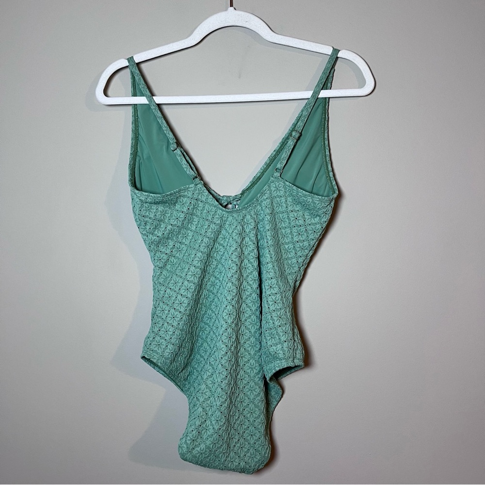 Andie NEW Sicily Eyelet Keyhole Tie Front One Piece Swimsuit Eucalyptus Green S - Picture 7 of 8